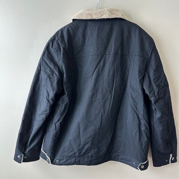 NEW Foxtrot Outerwear Trucker Jacket Thermal Fleece Lined Black Tan Men's XXL - Picture 3 of 16